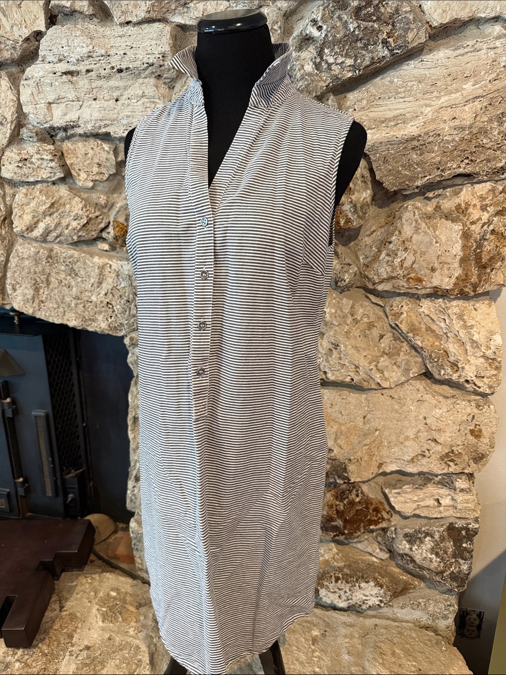 The Limited Black & White Narrow-Striped Button-Down Shirt